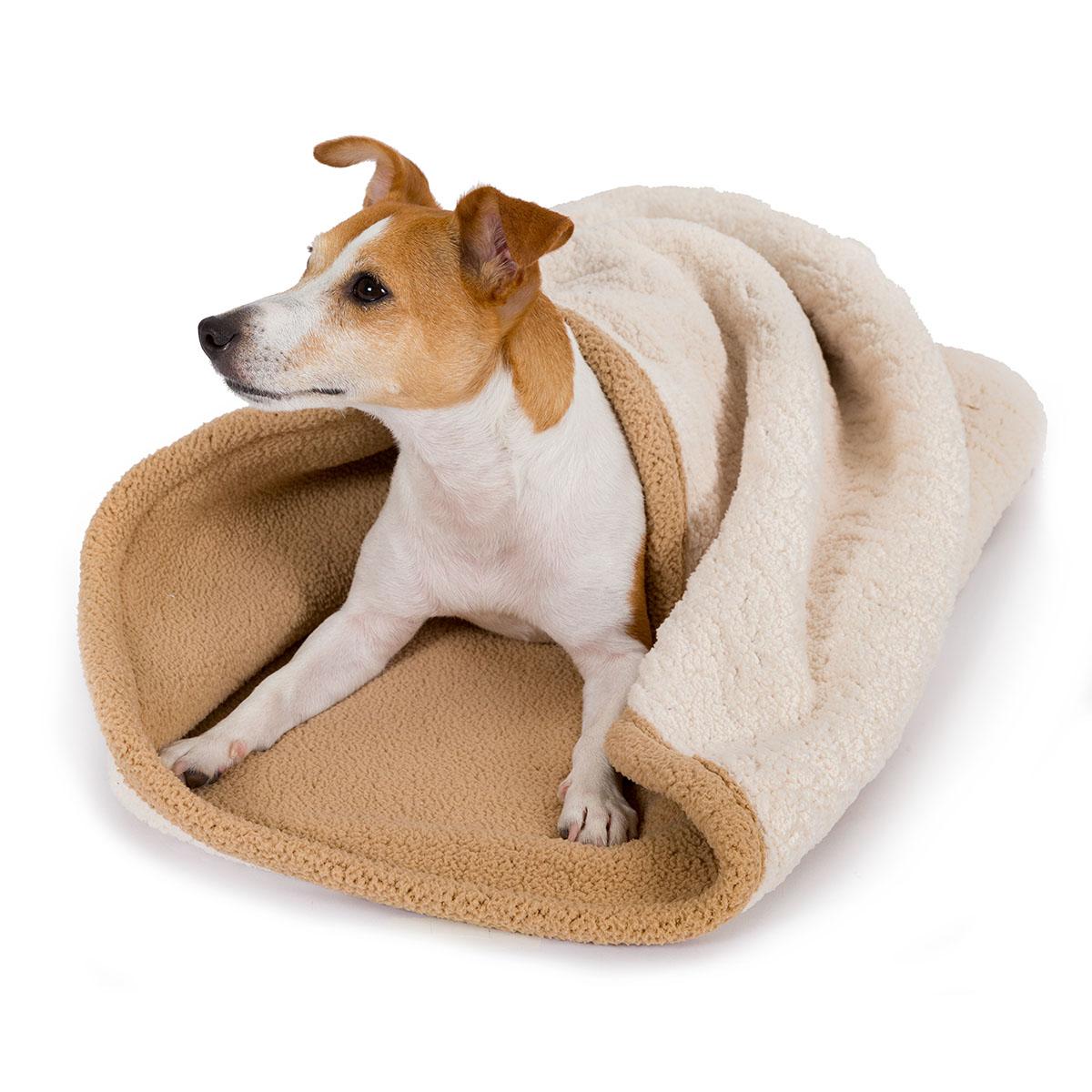 Tall Tails 3-In-1 Burrow Dog Bed - Cream Embossed Bone