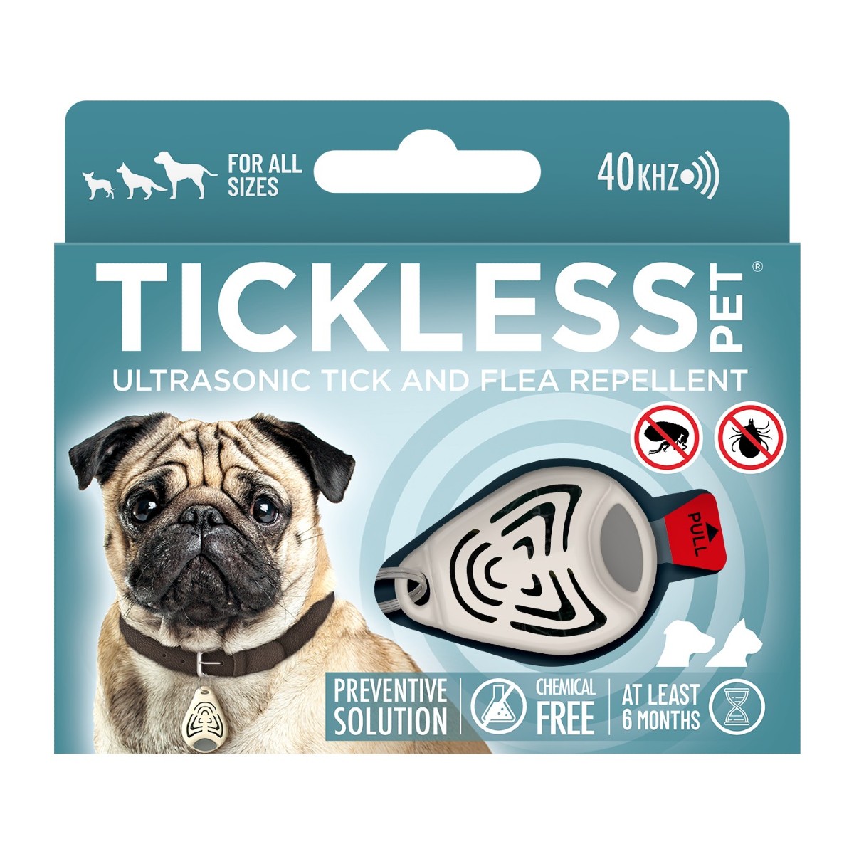Tickless Tags Classic Pet Chemical-Free Tick and Flea Repellent Dog Collar Attachment - Beige