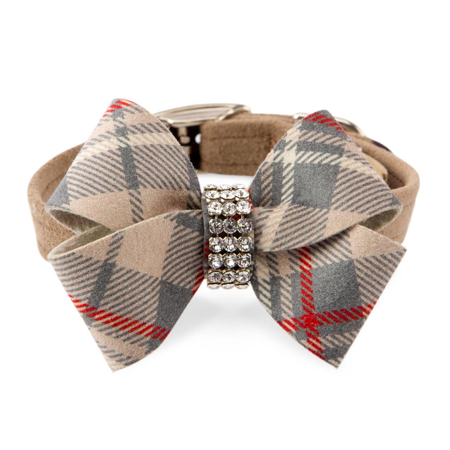 Scotty Nouveau Bow Luxury Dog Collar by Susan Lanci - Doe Plaid
