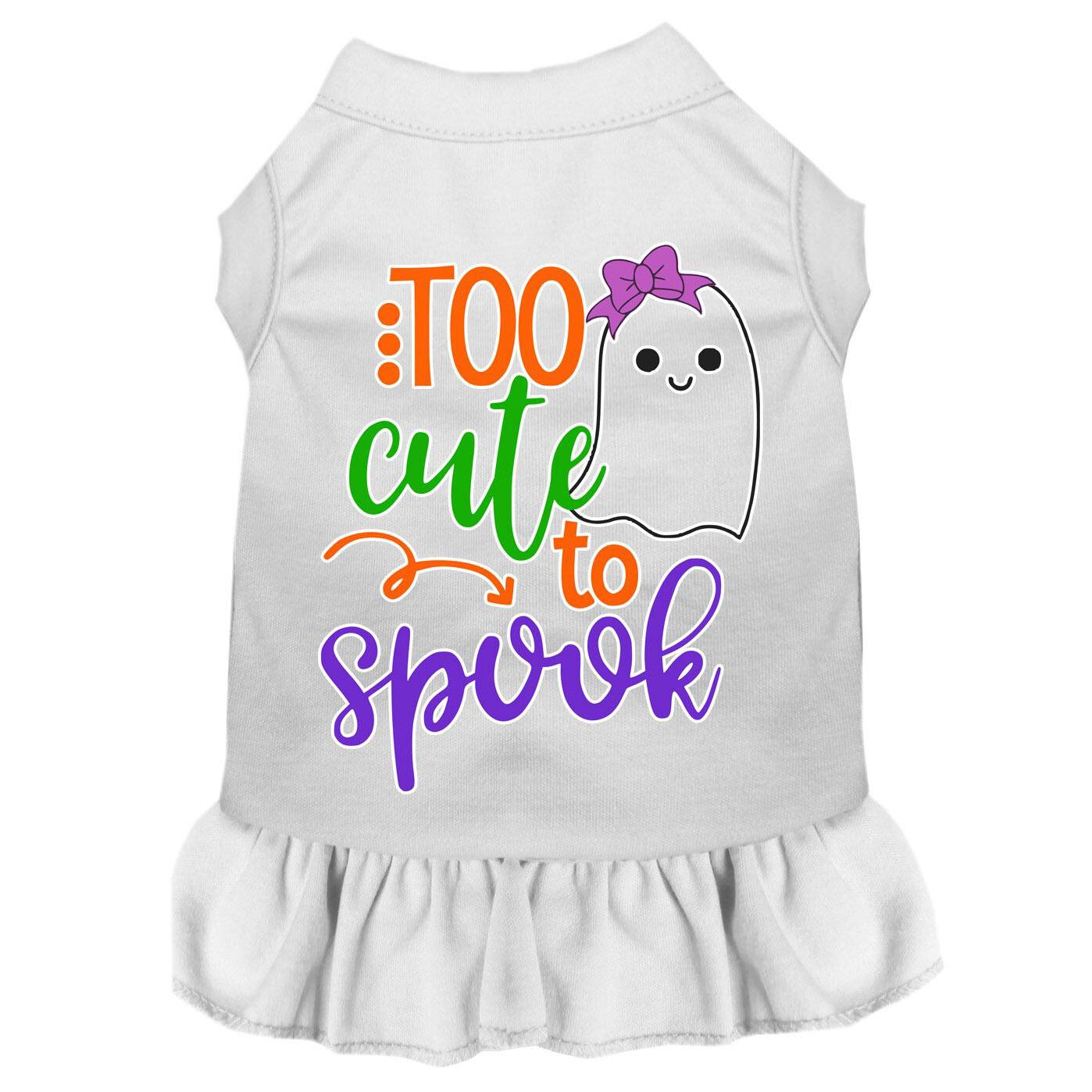Too Cute to Spook Halloween Dog Dress - White