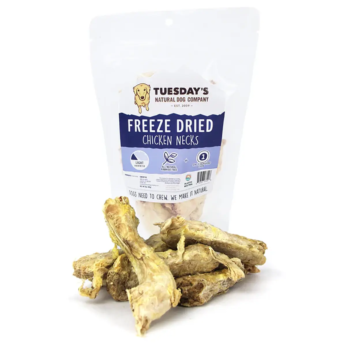 Tuesday's Natural Dog Company Freeze Dried Chicken Necks Dog Treats