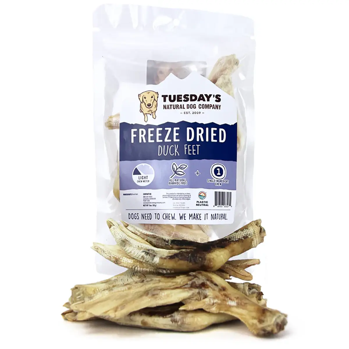 Tuesday's Natural Dog Company Freeze Dried Duck Feet Dog Treats