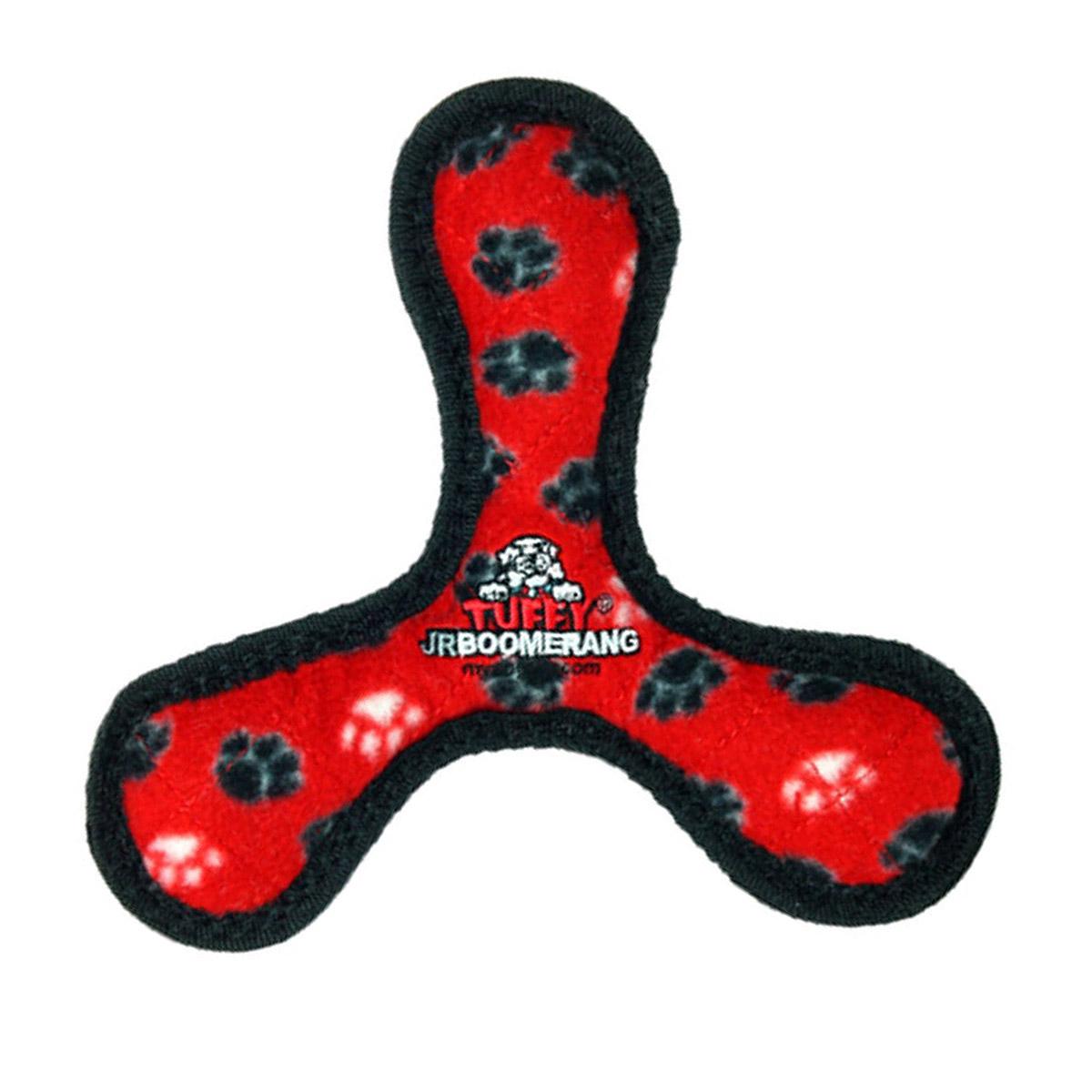 TUFFY'S Junior Bowmerang Squeaky Plush Dog Toy, Red Paws 