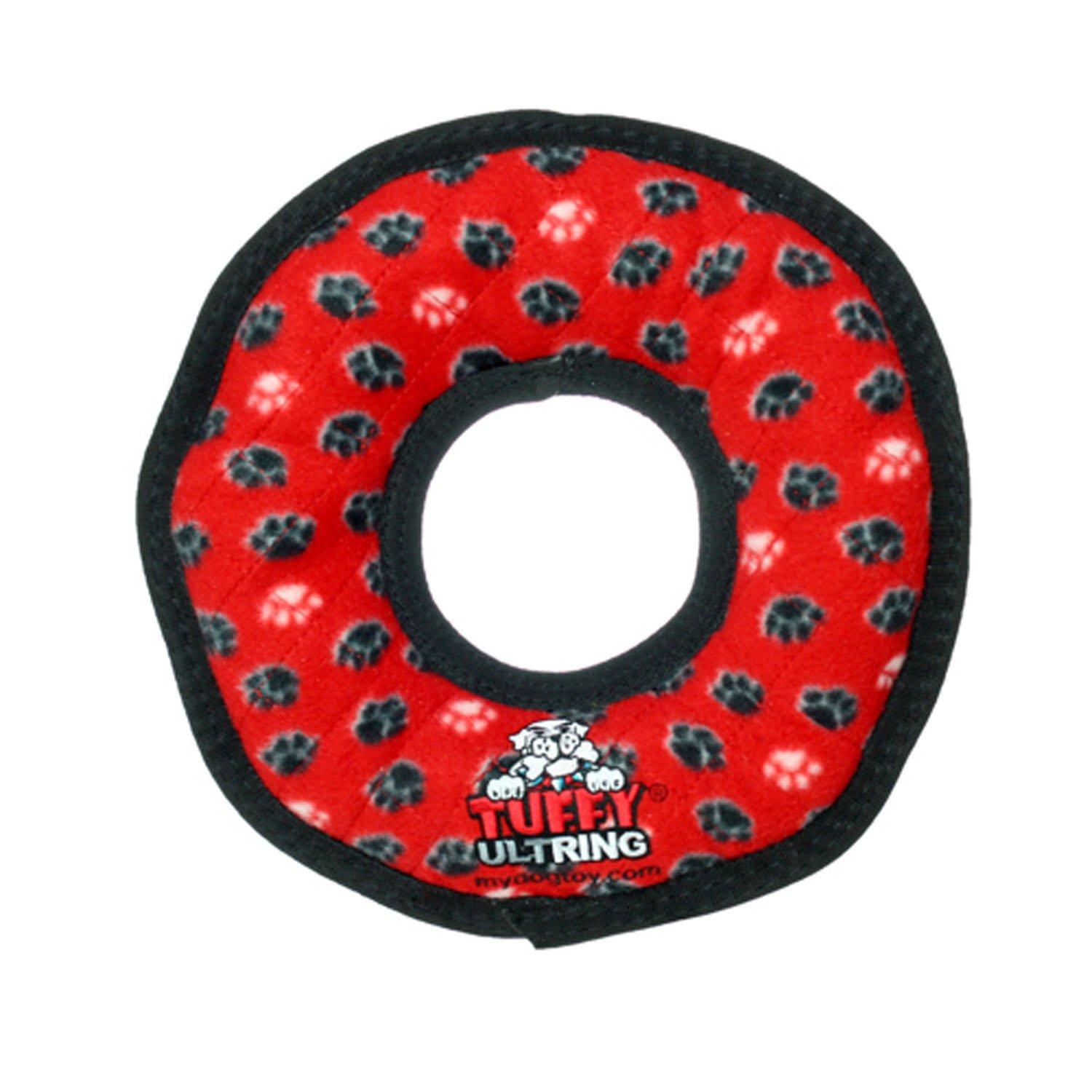 Tuffy Ultimate Ring Dog Toy - Red Paw Print