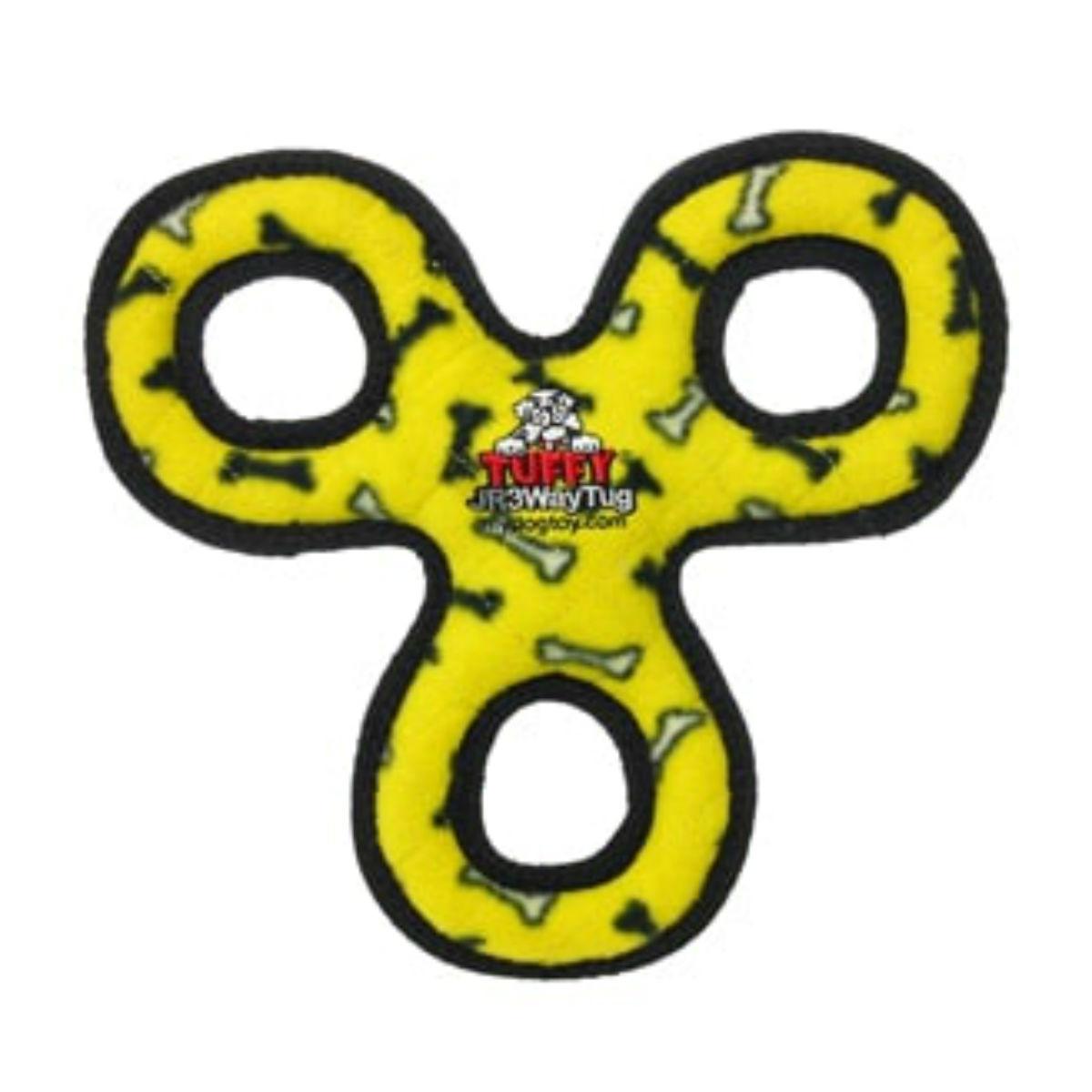 Tuffy Jr 3-Way Tug Dog Toy - Yellow Bone