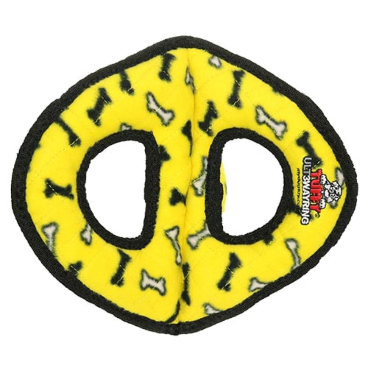 Tuffy Ultimate 3-Way Ring Dog Toy - Yellow Bones