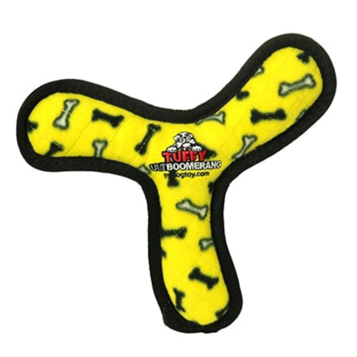 Tuffy Ultimate Boomerang Dog Toy - Yellow Bones