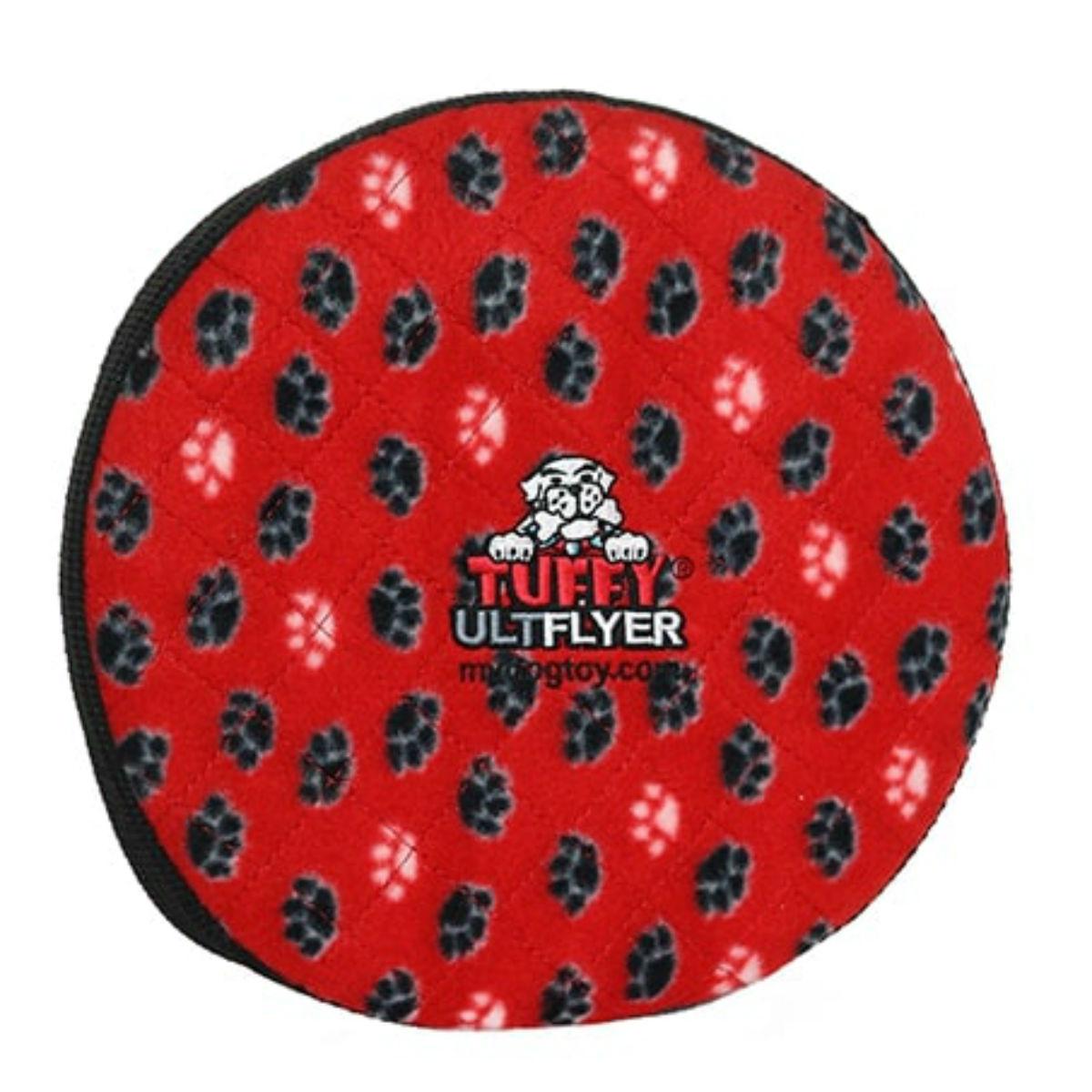 Tuffy Ultimate Flyer Dog Toy - Red Paw Prints