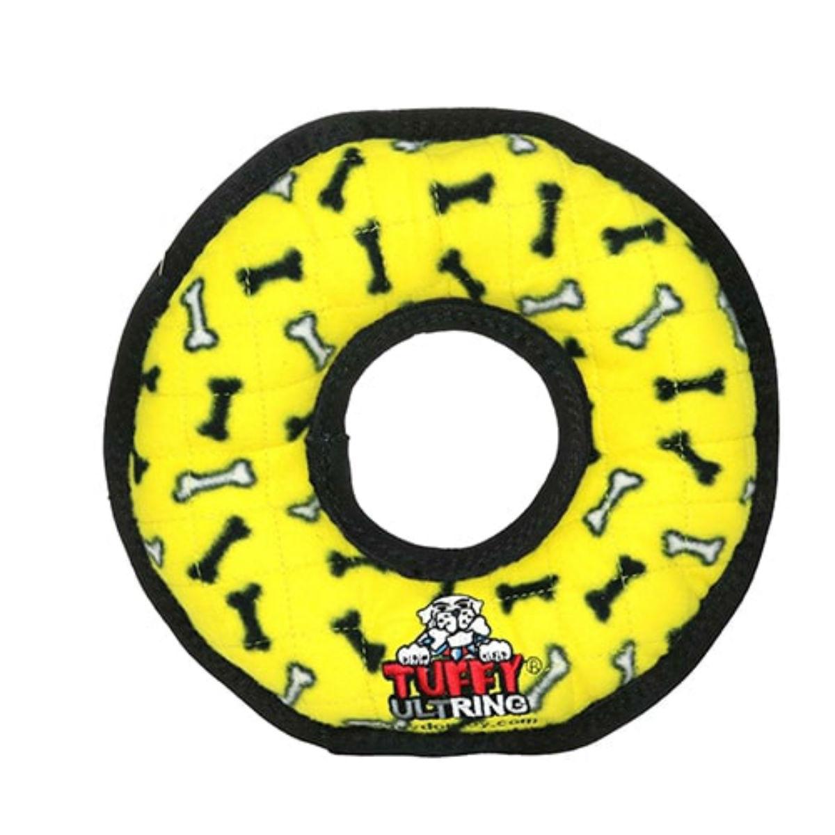 Tuffy Ultimate Ring Dog Toy - Yellow Bones