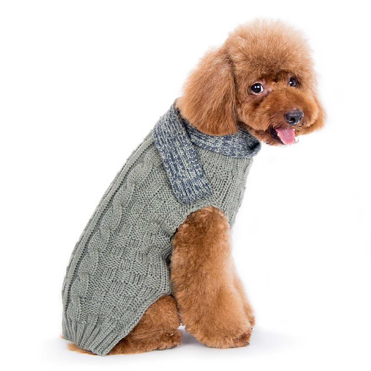 Urban Cable Scarf Dog Sweater by Dogo - Gray | BaxterBoo