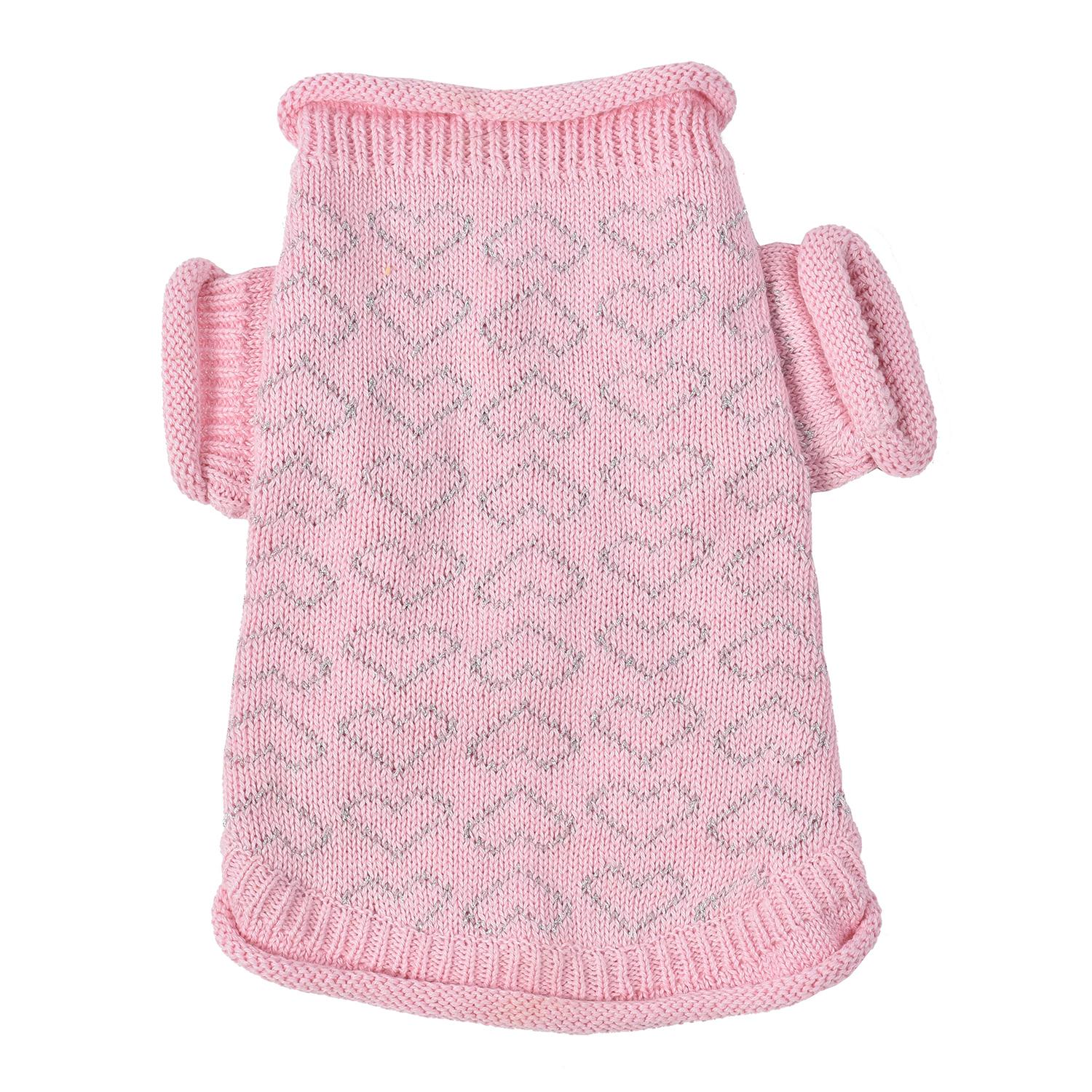Oscar Newman Heart to Heart Dog Sweater - Pink