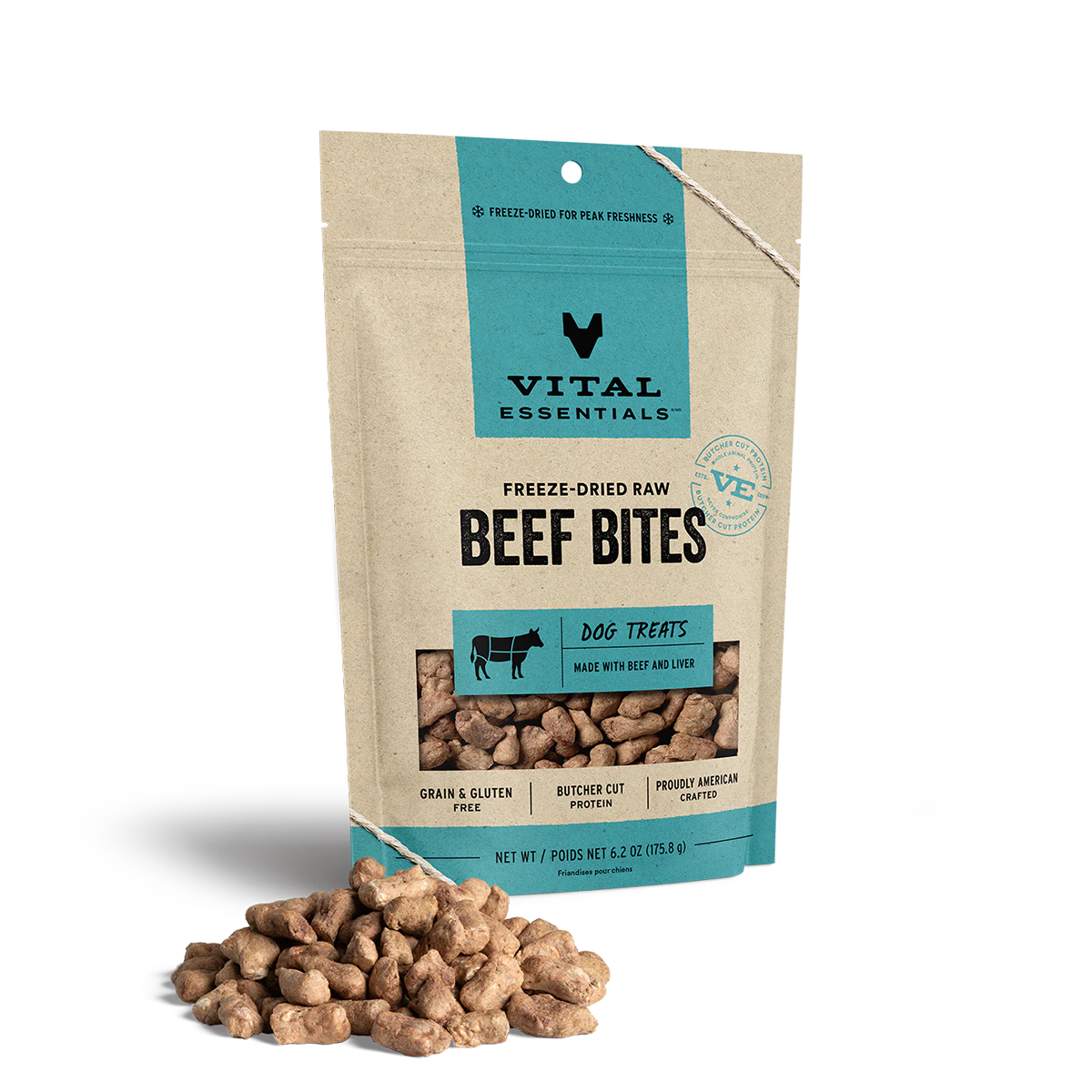 Vital Essentials Freeze-Dried Beef Bites Dog Treats 