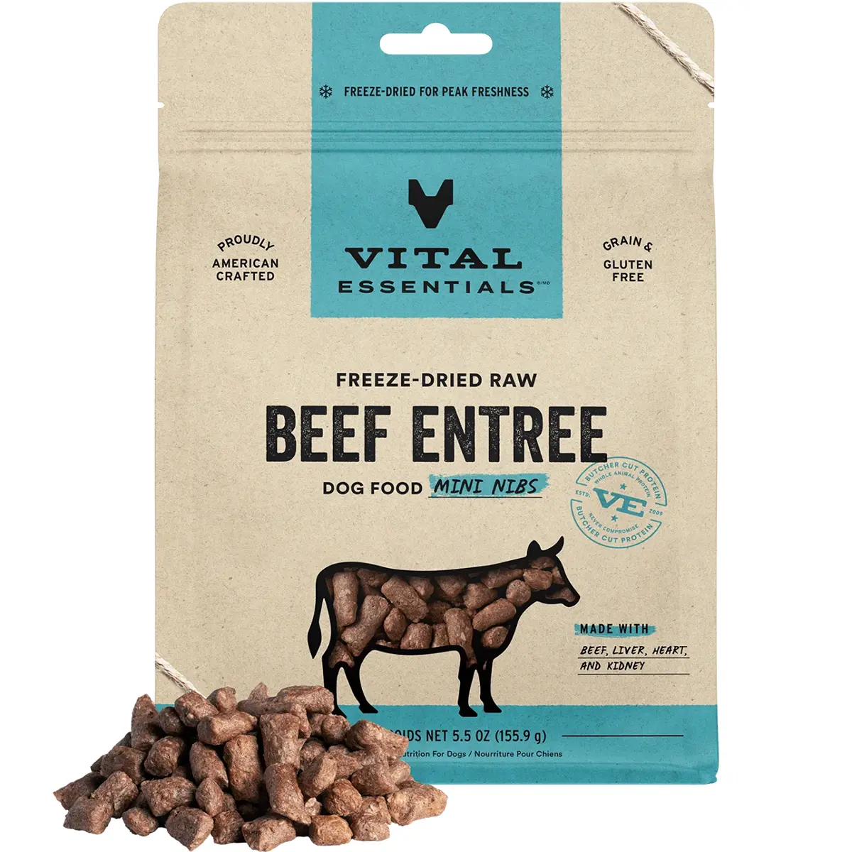 Vital Essentials Freeze-Dried Beef Entree Mini Nibs Dog Food