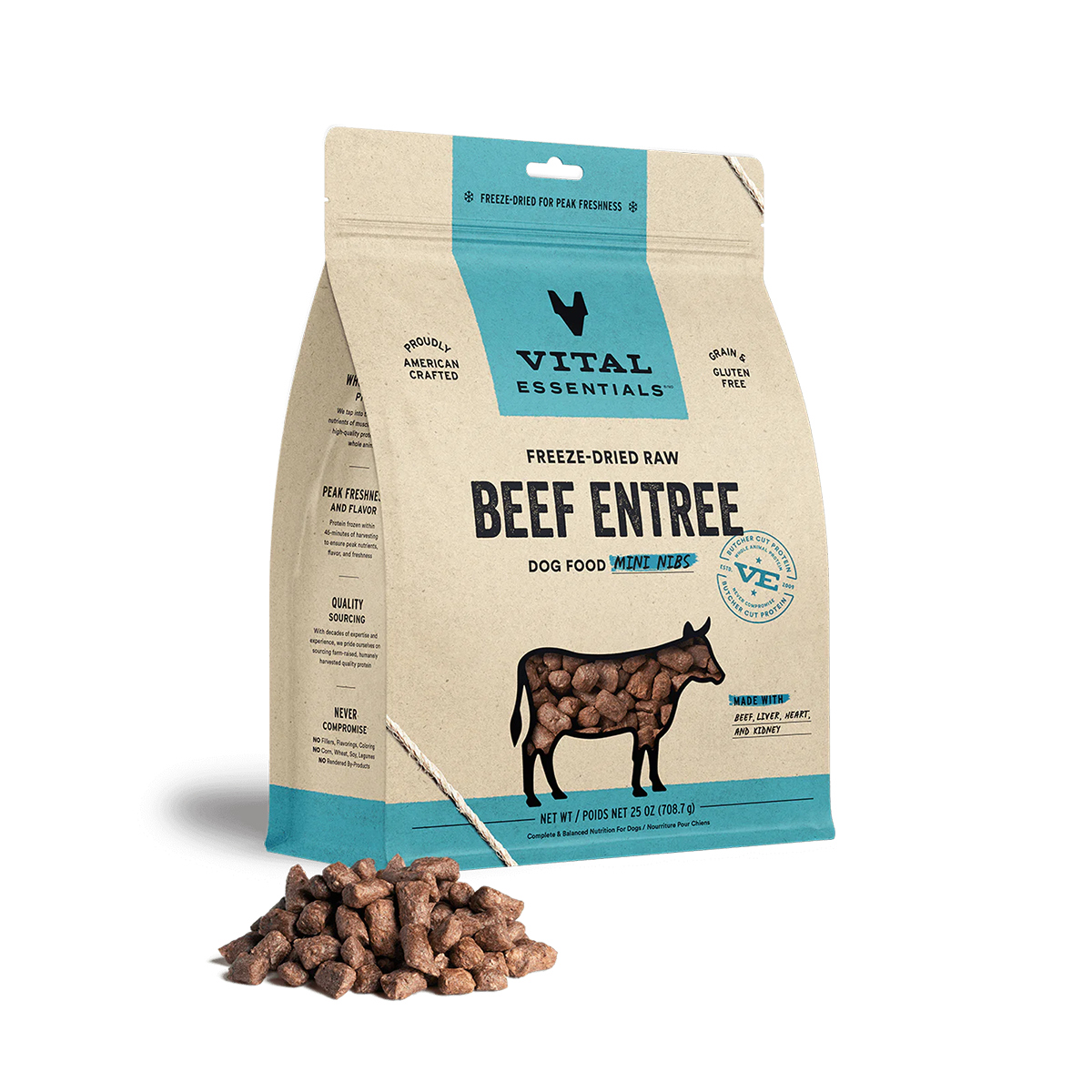 Vital Essentials Freeze-Dried Beef Entree Mini Nibs Dog Food