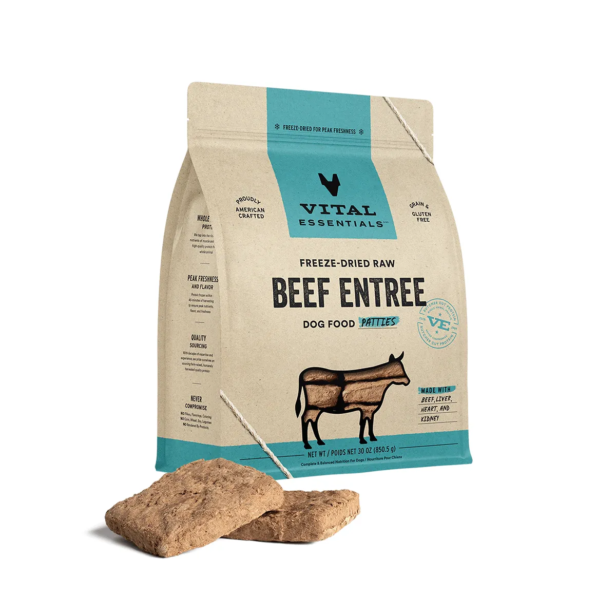 Vital Essentials Freeze-Dried Raw Beef Entree Patties Dog Food