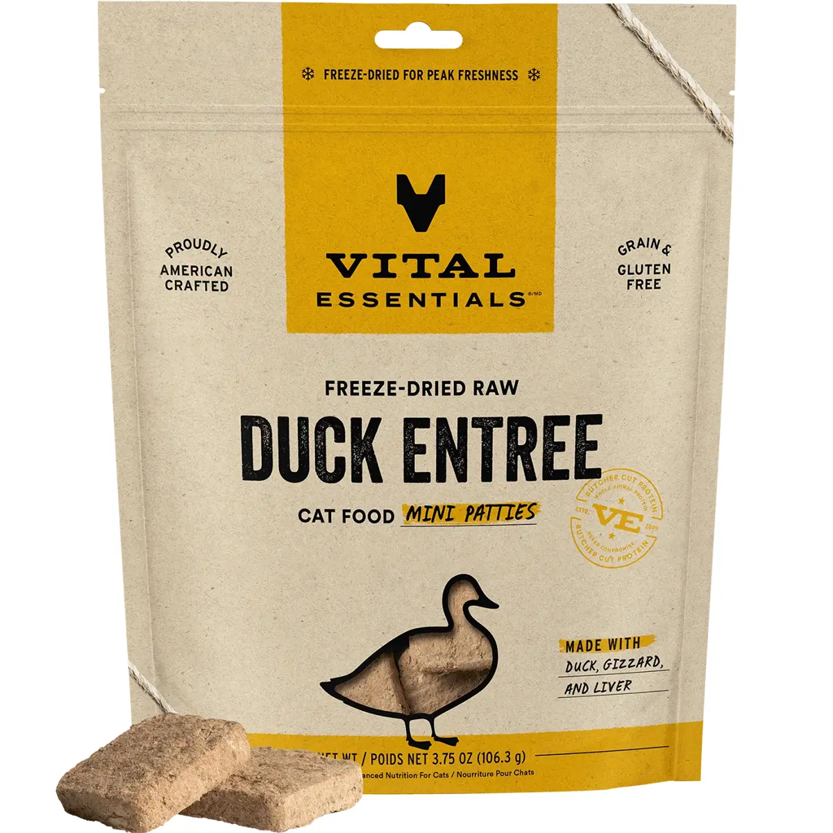 Vital Essentials Freeze-Dried Raw Duck Entree Mini Patties Cat Food