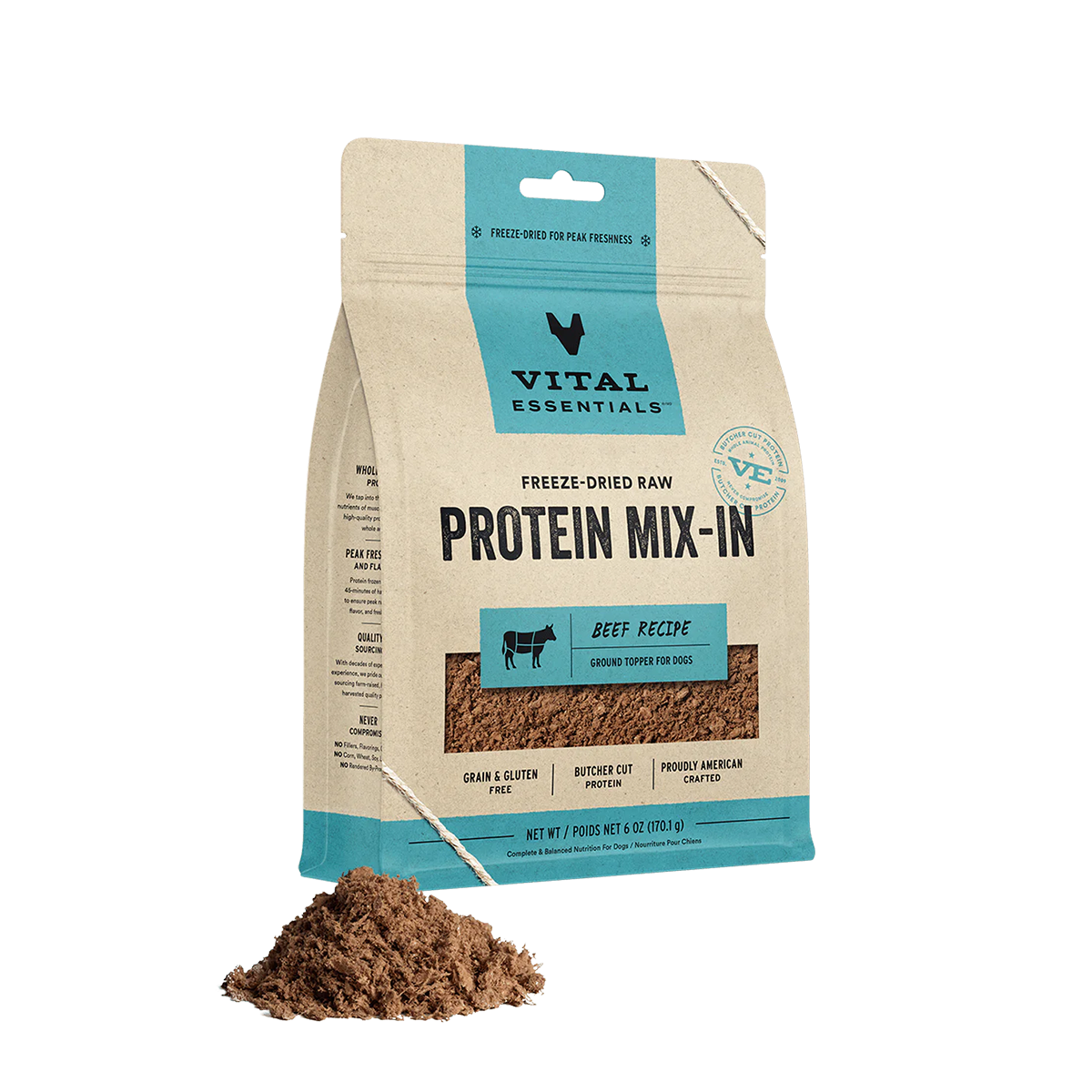 Vital Essentials Freeze-Dried Raw Protein Mix-In Beef Ground Dog Food Topper