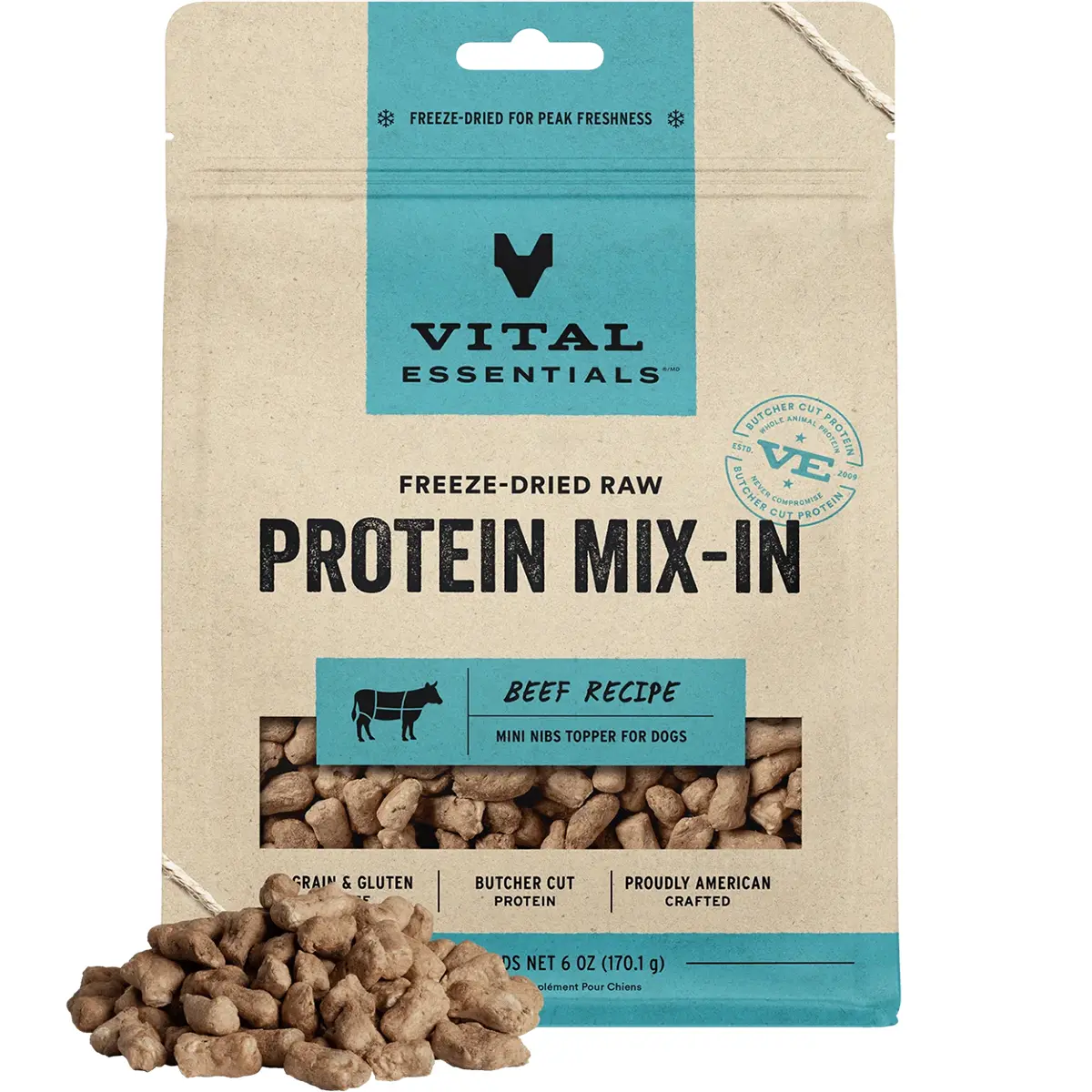 Vital Essentials Freeze-Dried Raw Protein Mix-In Beef Mini Nibs Dog Food Topper