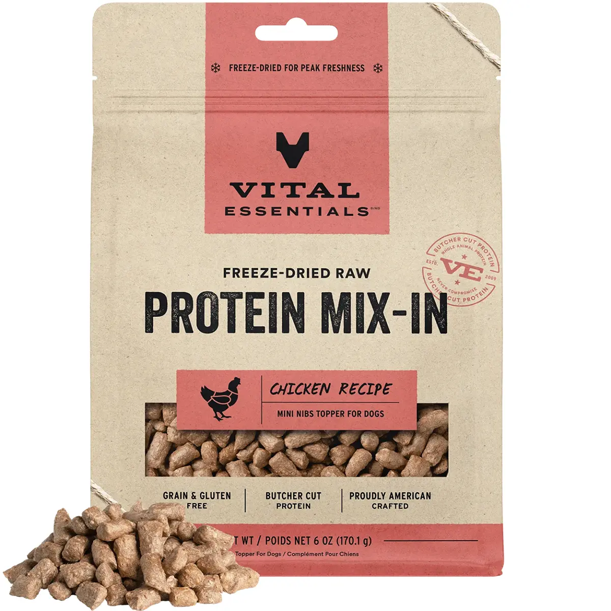 Vital Essentials Freeze-Dried Raw Protein Mix-In Chicken Mini Nibs Dog Food Topper