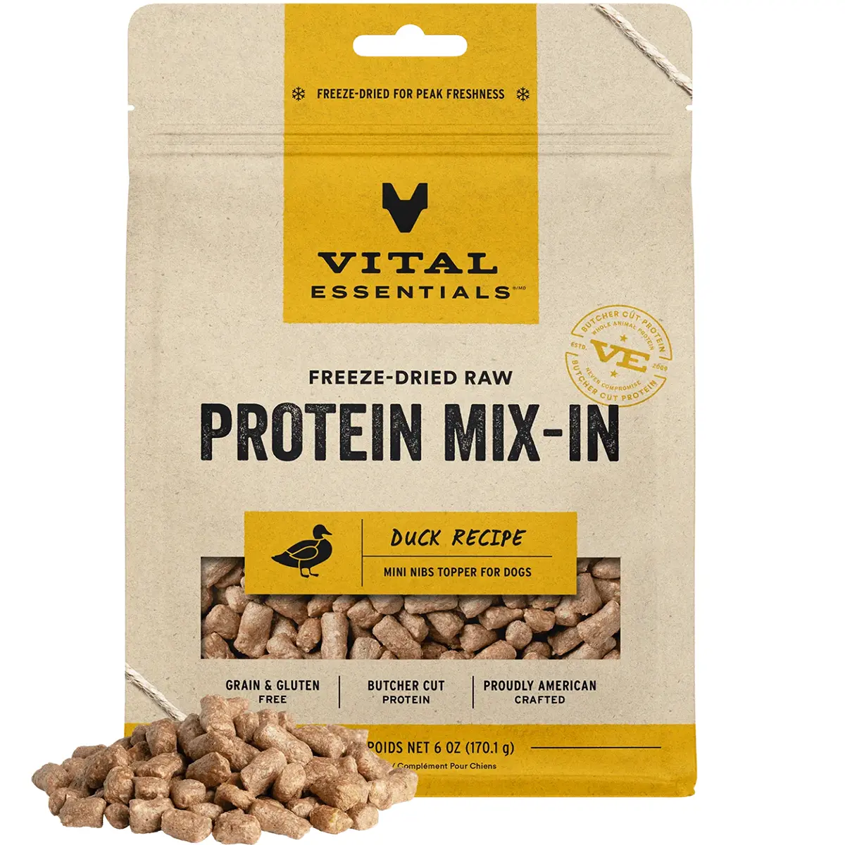 Vital Essentials Freeze-Dried Raw Protein Mix-In Duck Mini Nibs Dog Food Topper