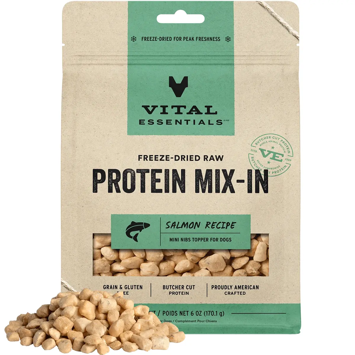 Vital Essentials Freeze-Dried Raw Protein Mix-In Salmon Mini Nibs Dog Food Topper