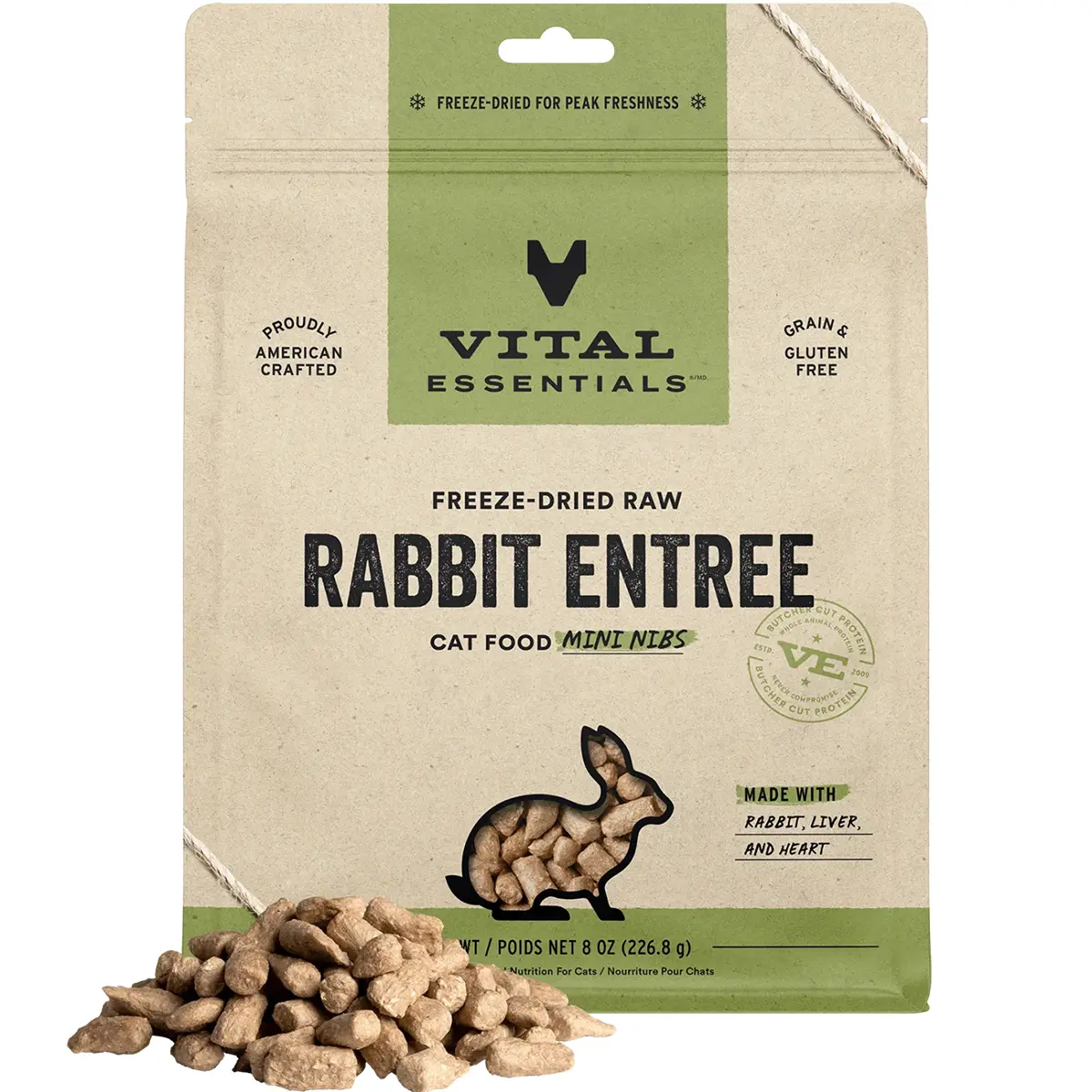 Vital Essentials Freeze-Dried Raw Rabbit Entree Mini Nibs Cat Food