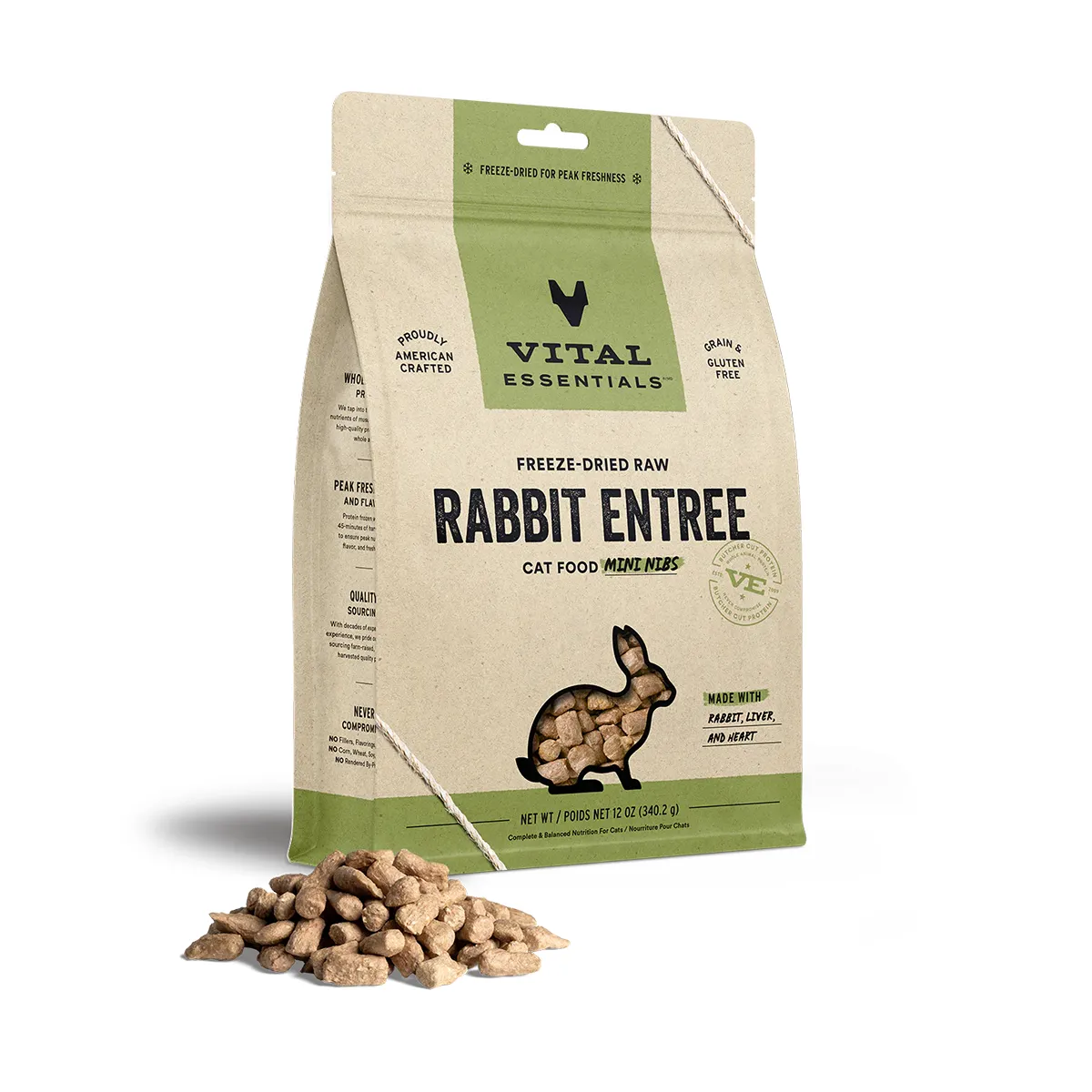 Vital Essentials Freeze-Dried Raw Rabbit Entree Mini Nibs Cat Food