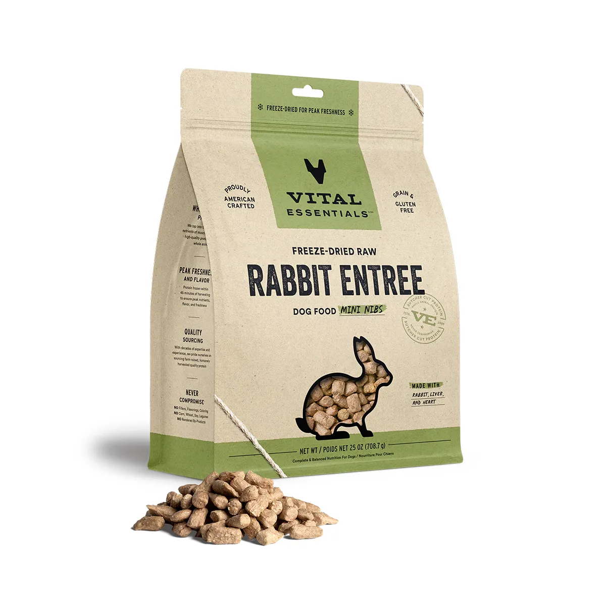 Vital Essentials Freeze-Dried Raw Rabbit Entree Mini Nibs Dog Food