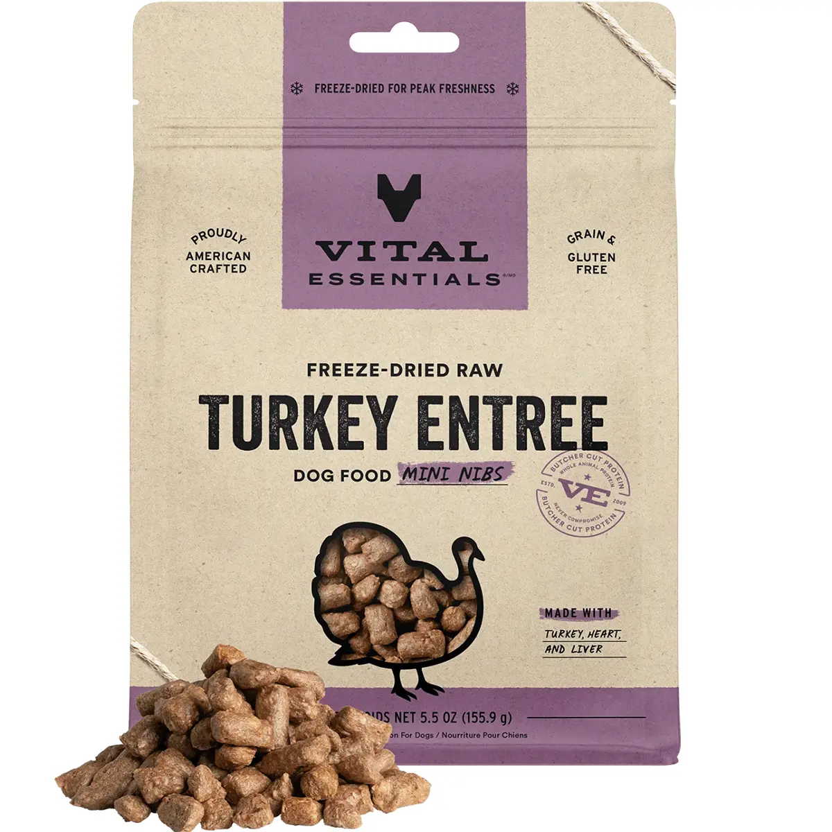 Vital Essentials Freeze-Dried Raw Turkey Entree Mini Nibs Dog Food