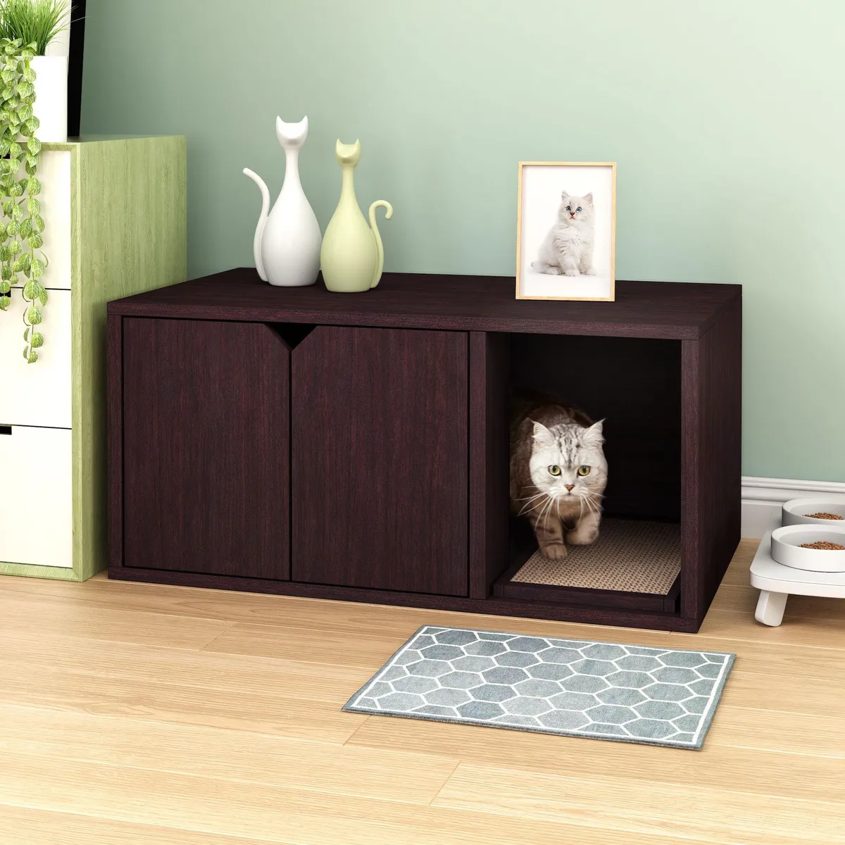 Way Basics Modern Cat Litter Box - Espresso