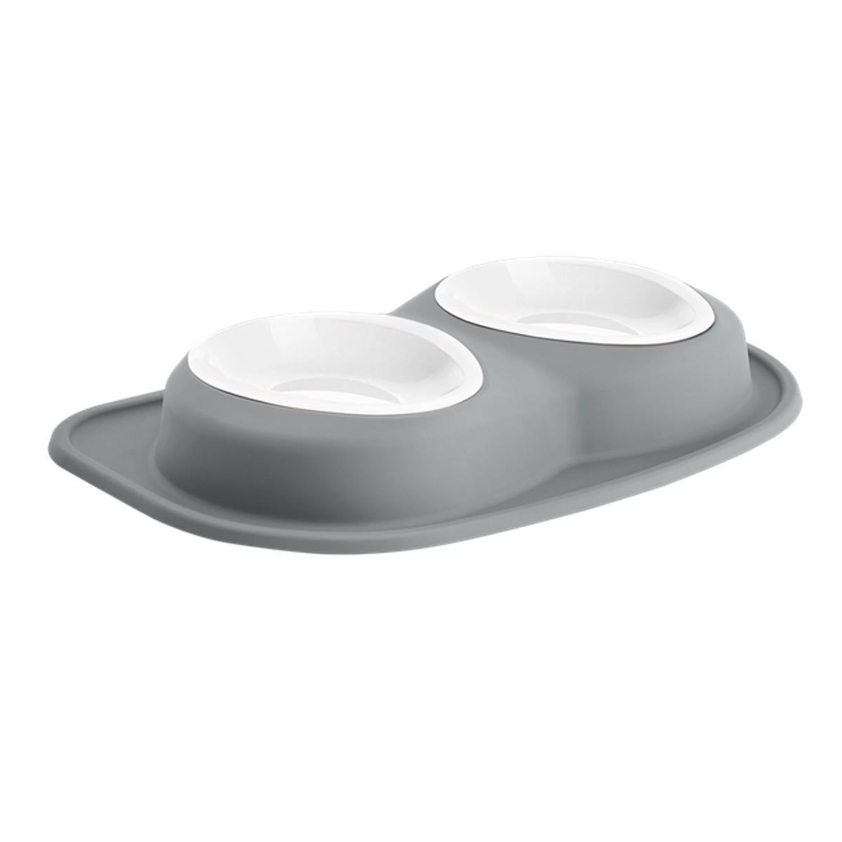 WeatherTech Low Double Diner with White Poly Dog Bowls - Dark Gray