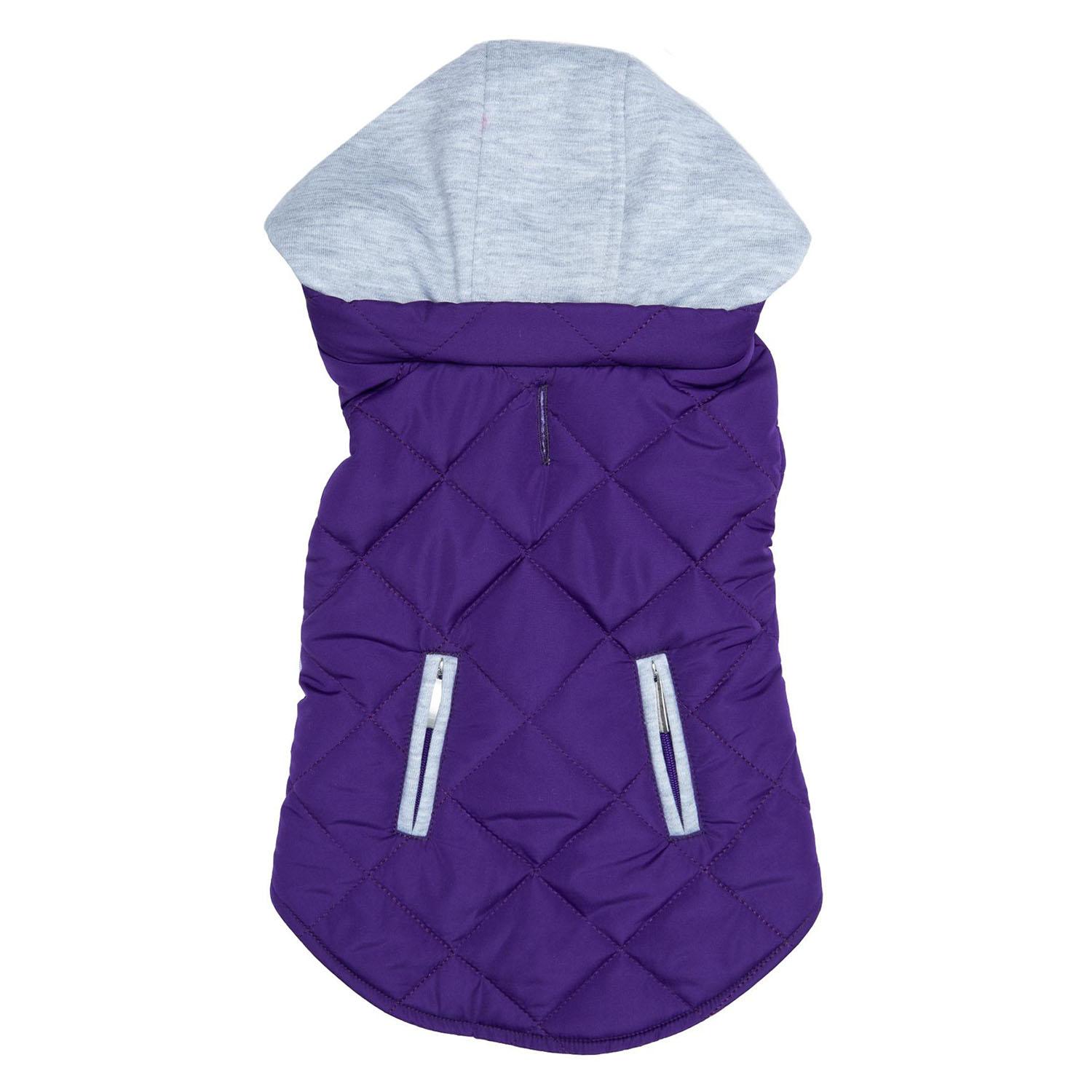 Doggie Design Weekender Quilted Hoodie Dog Jacket - Purple
