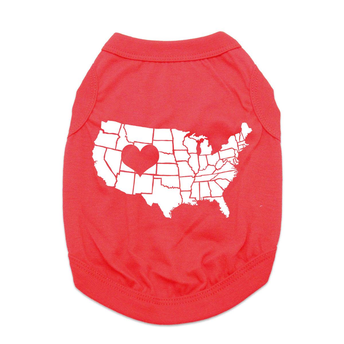 United States Heart Dog Shirt - Red