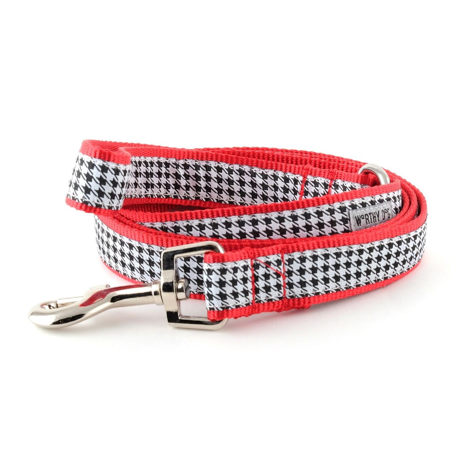 Worthy Dog Houndstooth Dog Leash - Black/White