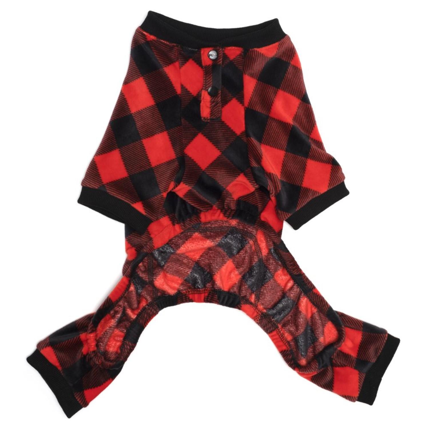 Worthy Dog Fleece Dog Pajamas - Black & Red B... | BaxterBoo