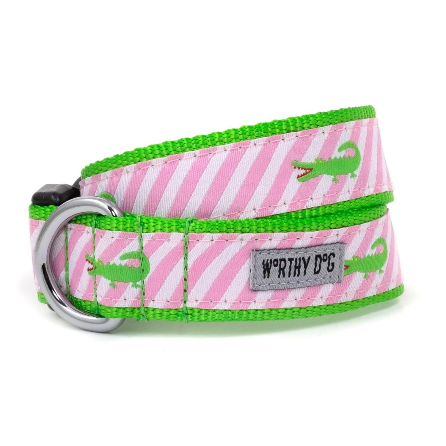 Worthy Dog Pink Stripe Alligator Dog Collar