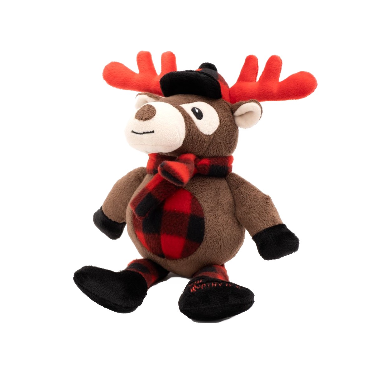 Worthy Dog Happy Camper Moose Toy - Buffalo Plaid