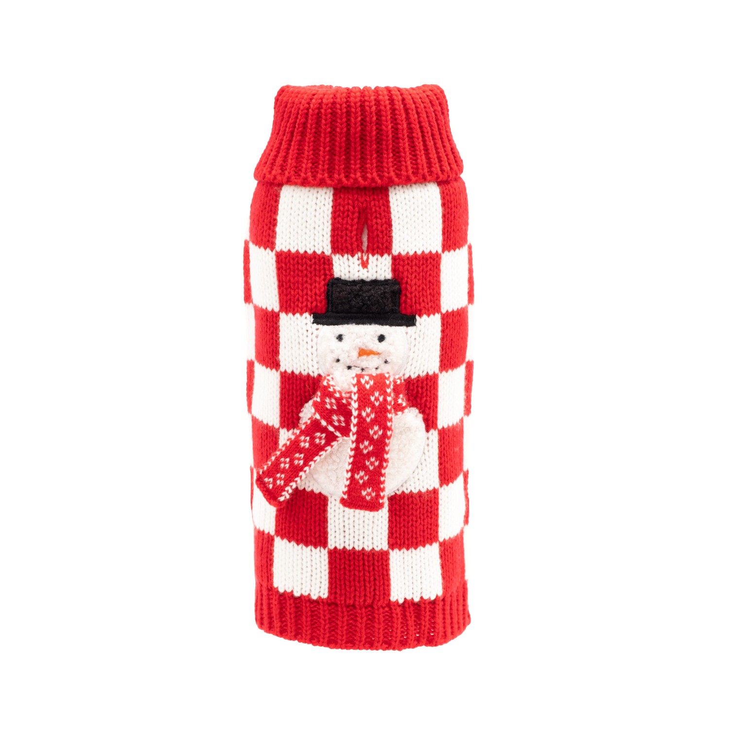 Worthy Dog Holiday Dog Sweater - Checkerboard Snowman