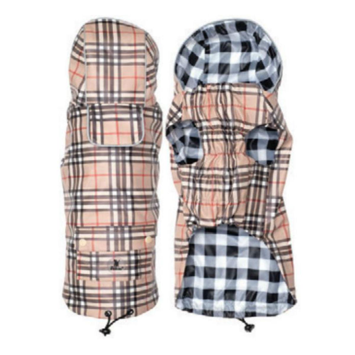 Worthy Dog London Dog Raincoat - Tan Plaid/Checkered