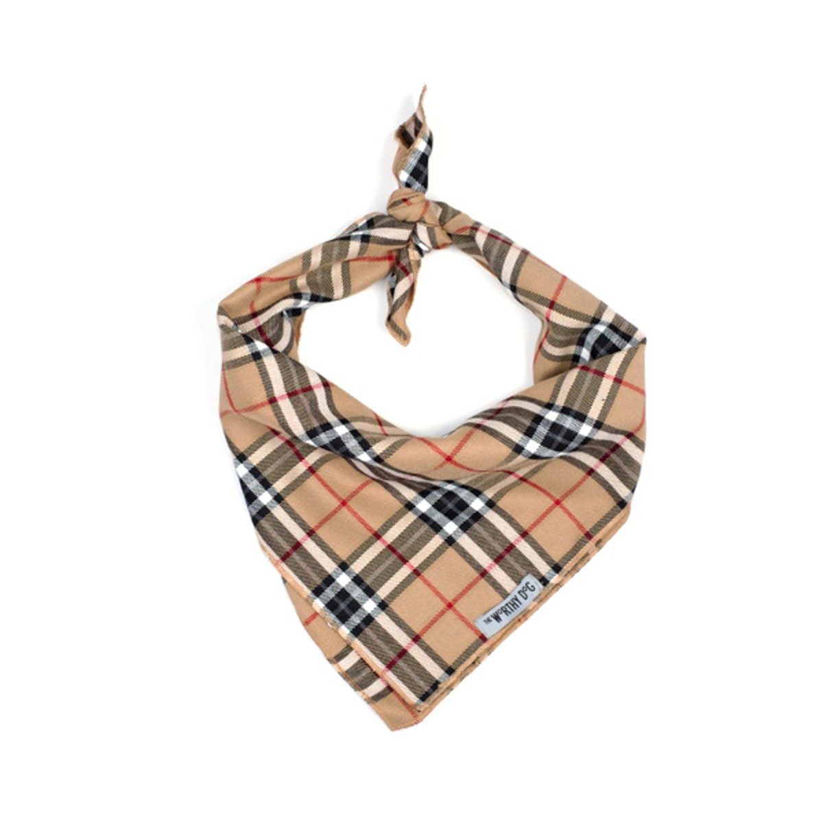 Worthy Dog Plaid Dog and Cat Bandana - Tan