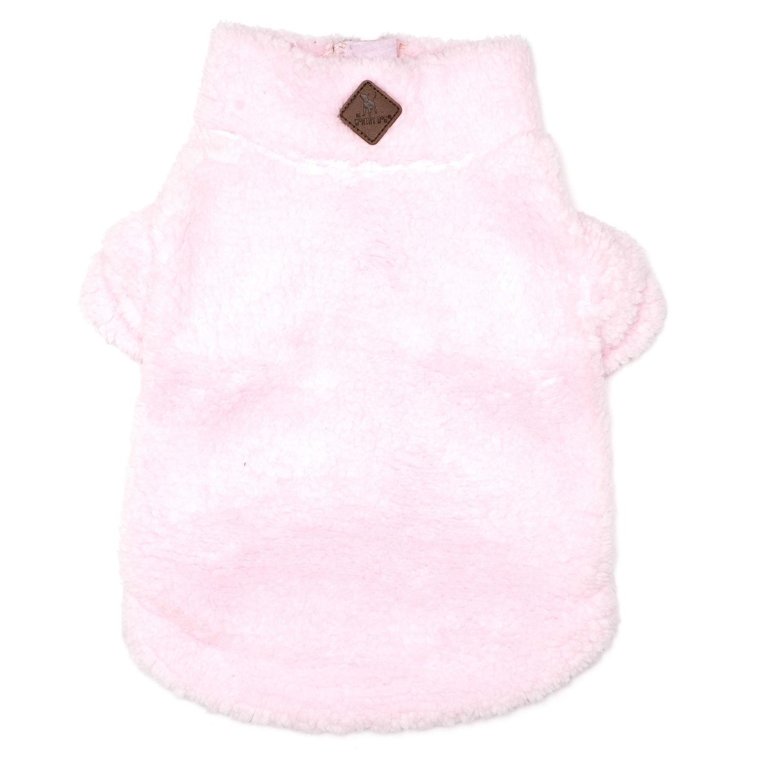 Worthy Dog Solid Fleece Quarter Zip Dog Pullover - Pink