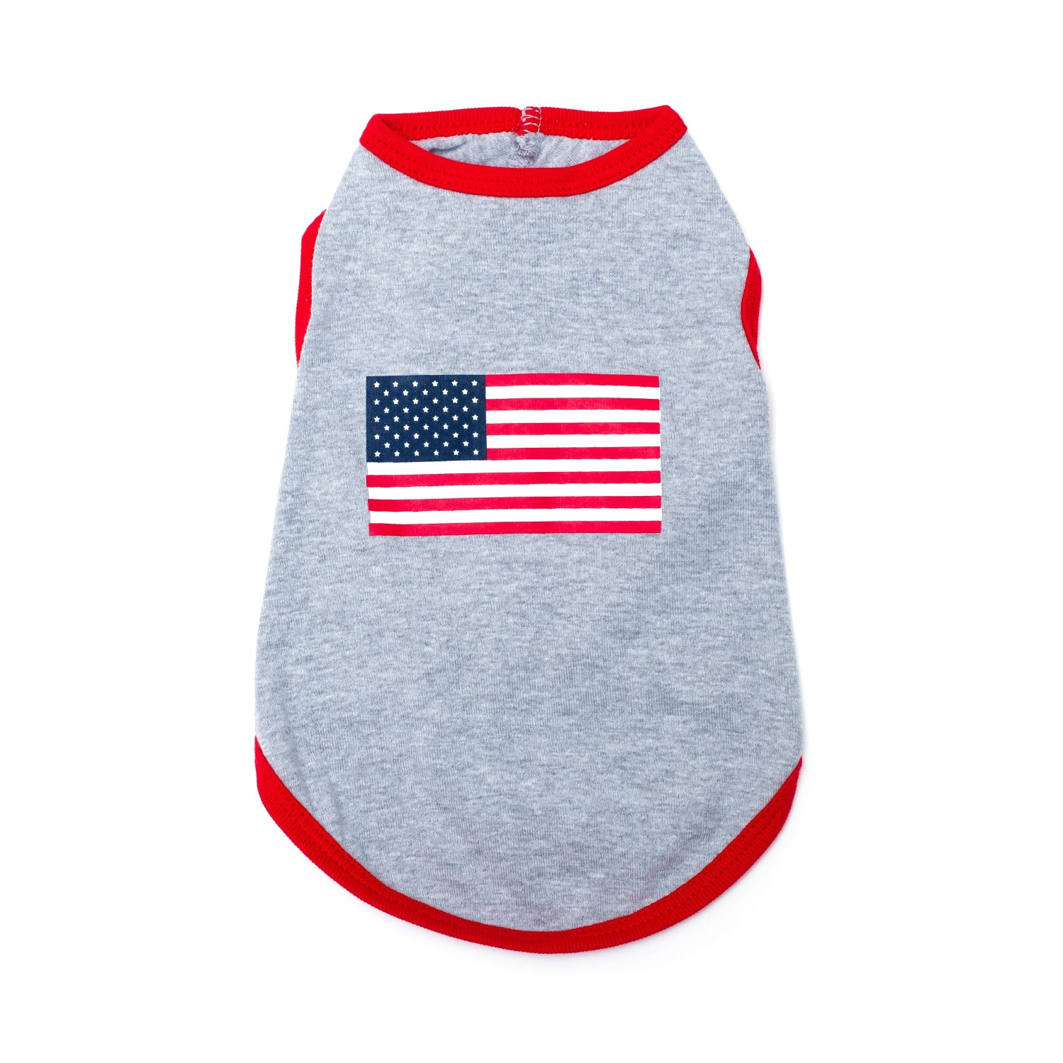 Worthy Dog American Flag Dog T-Shirt - Gray