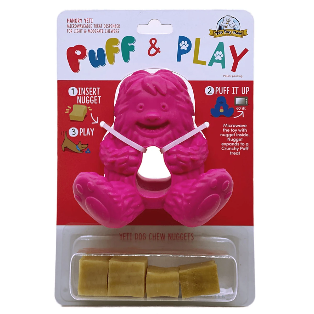 Yeti Dog Chew Puff & Play Hangry Yeti Dog Toy - Pink