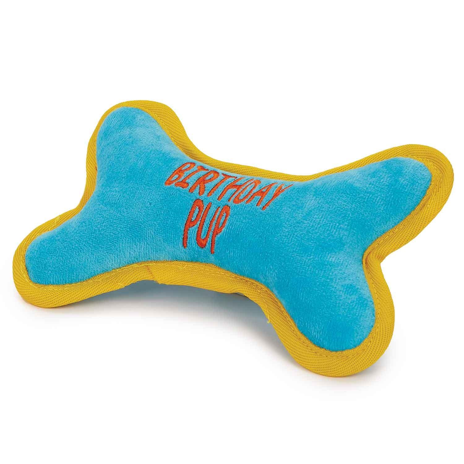 Zanies Birthday Pup Bone Dog Toy - Blue
