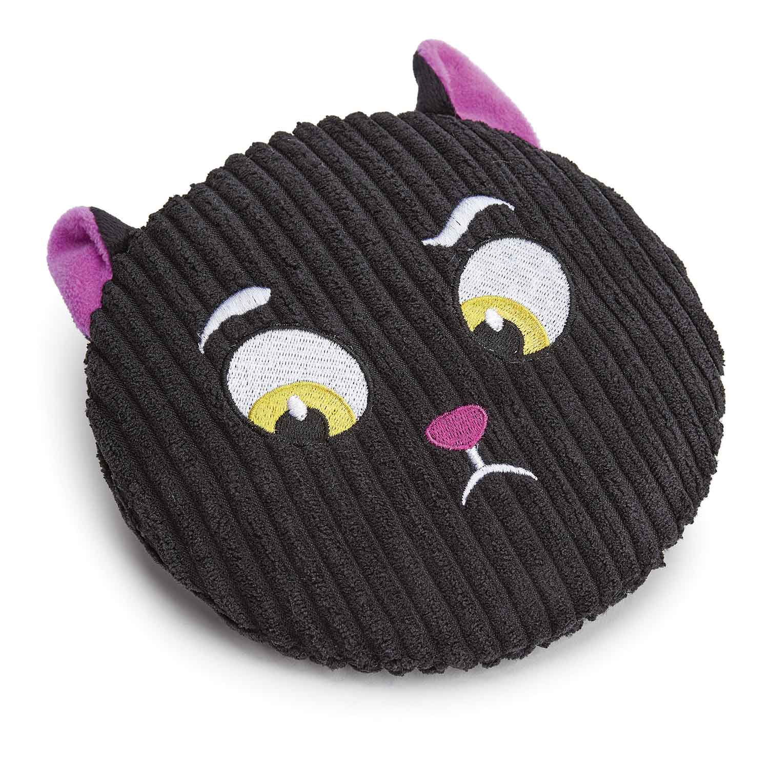 Zanies Halloween Black Cat Squeaker Disc Dog Toy