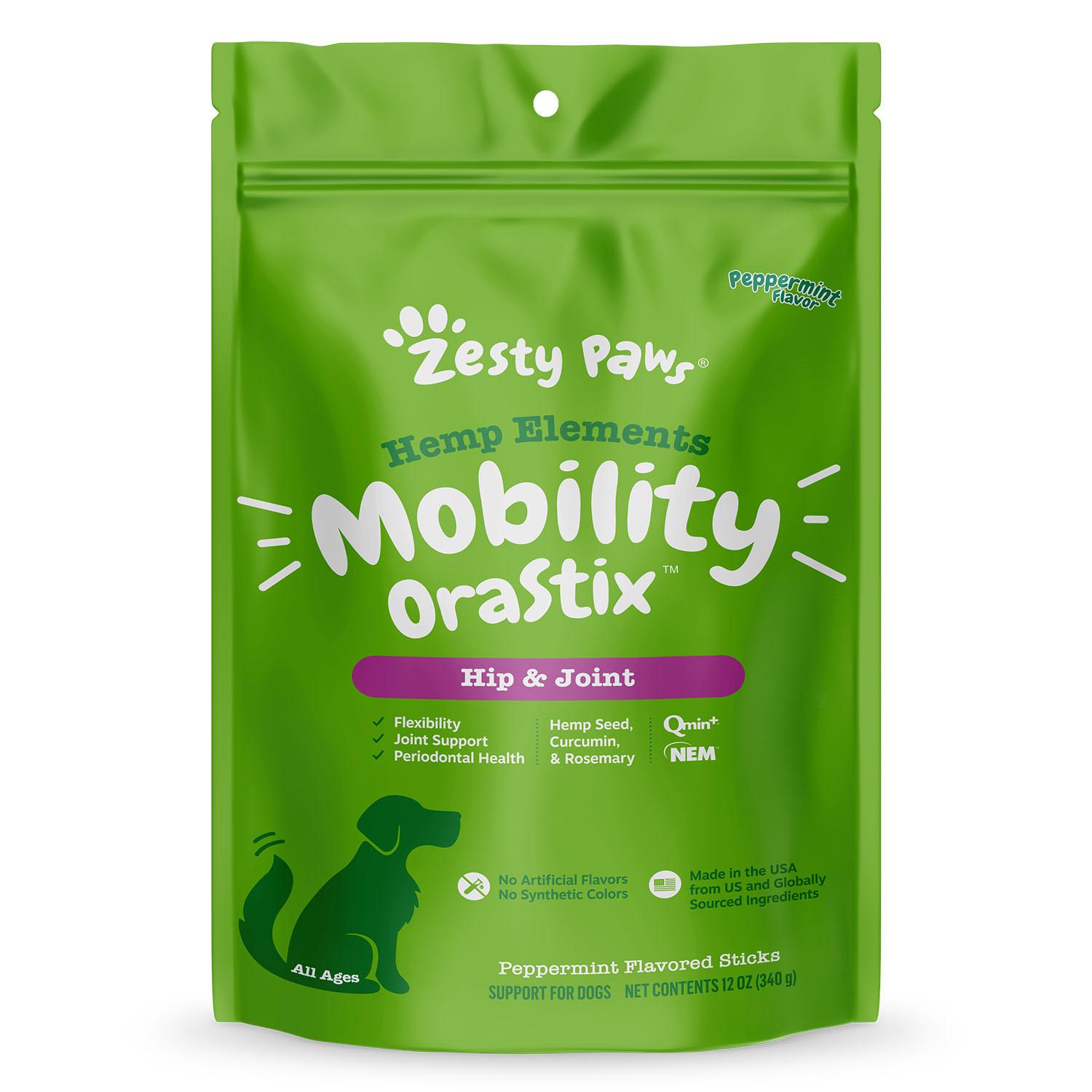 Zesty Paws Hemp Elements Mobility OraStix Dog Chew - Peppermint Flavored