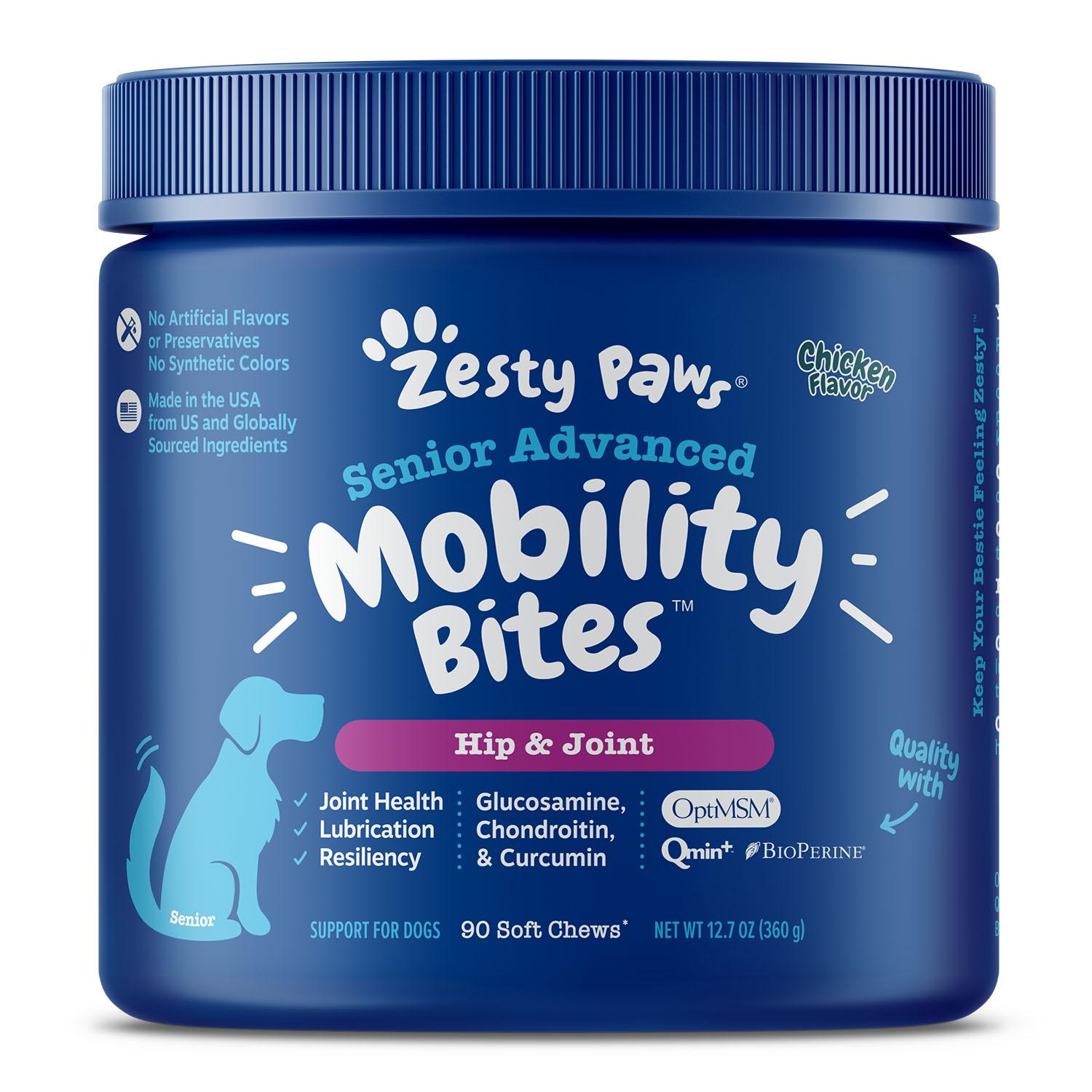 Zesty Paws Senior Mobility Bites Advanced Hip & Joint Dog Supplement - Chicken