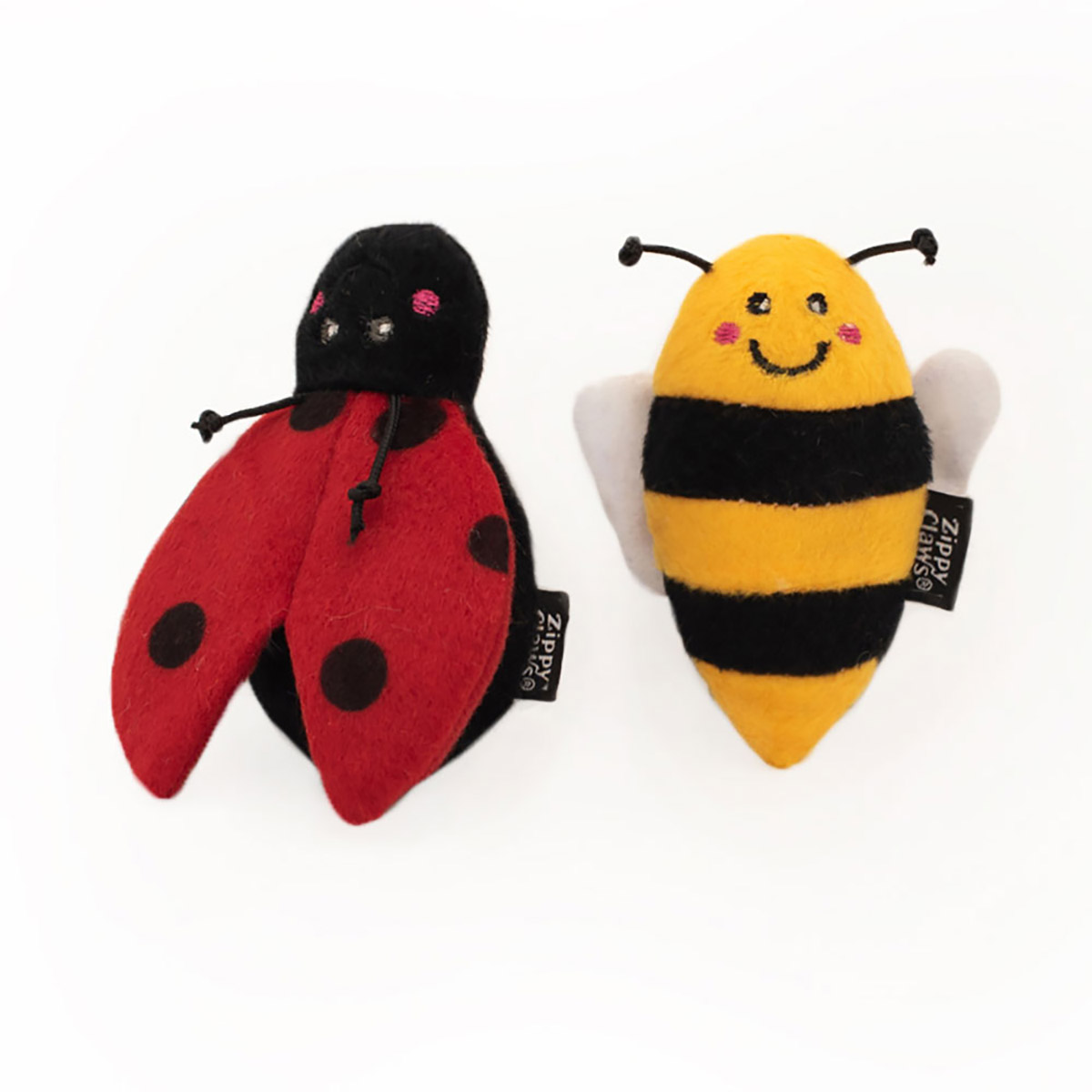 ZippyClaws Garden Crinkle 2-Pack Cat Toys - Bee and Ladybug