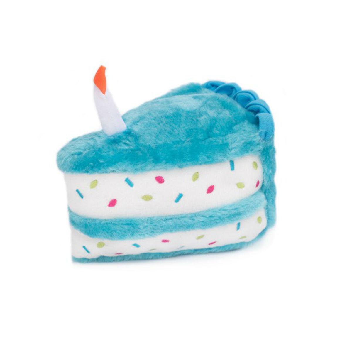 ZippyPaws Birthday Cake Plush Dog Toy - Blue