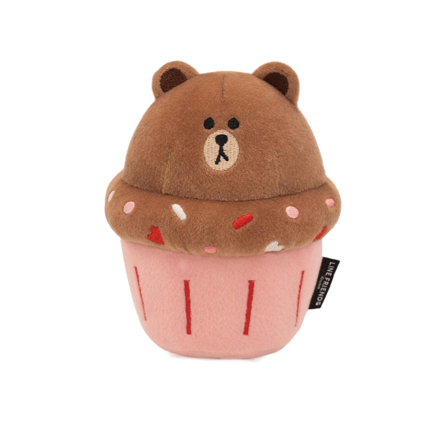 ZippyPaws Line Friends NomNomz Cupcake Dog Toy - Brown Bear